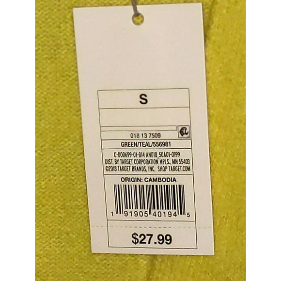 A New Day Cardigan Size Small Lime/Green/Blue Striped Block Color - Picture 4 of 4